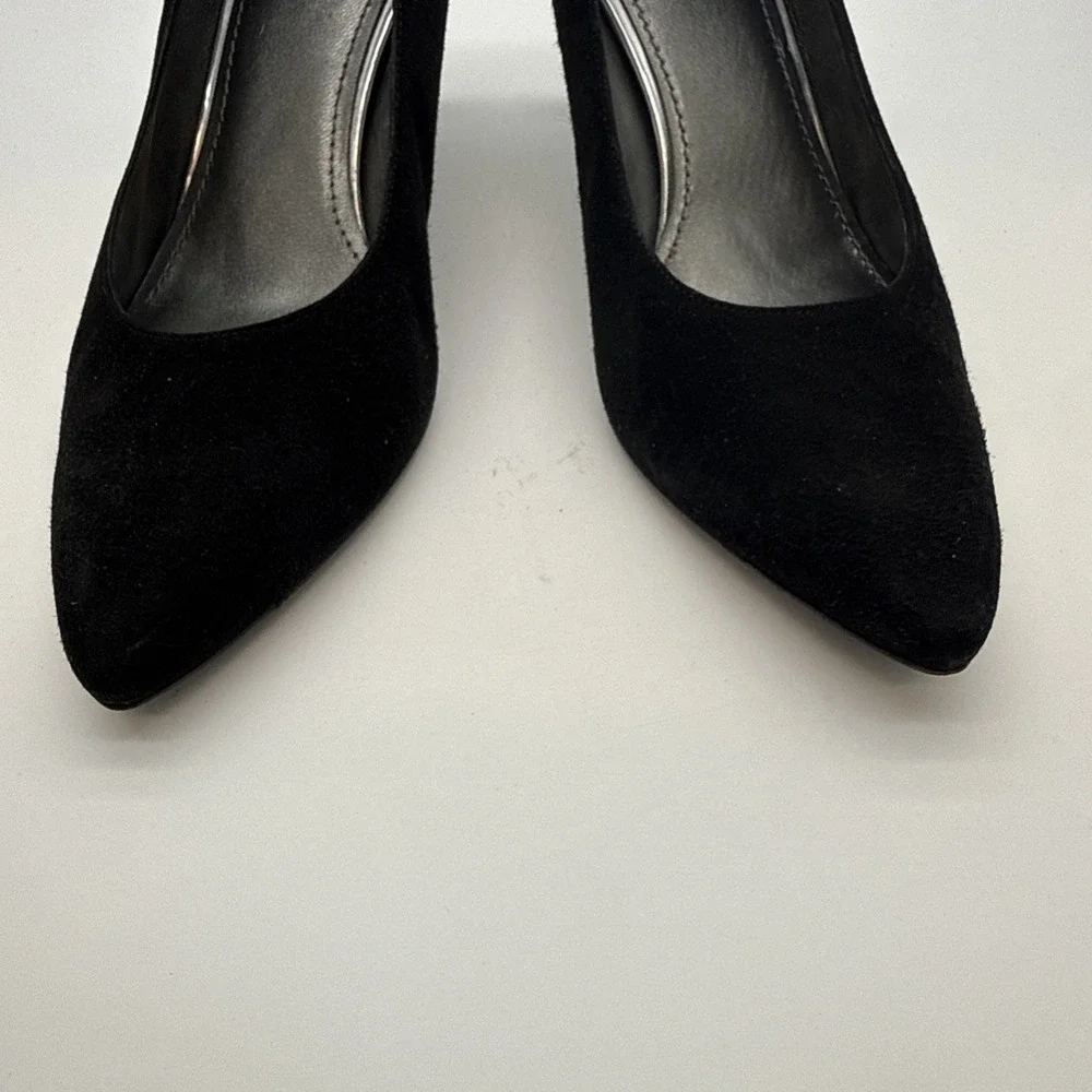 Stuart Weitzman Black Suede Pump Heels Pointed Toe Stiletto Women's 10M Spain
